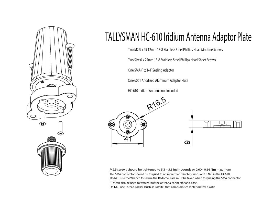 Mount for Tallysman HC610 Active Iridium Helical Antenna