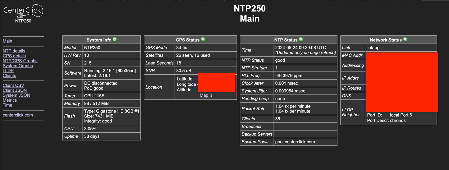 CenterClick NTP220 GPS-based NTP Appliance CenterClick